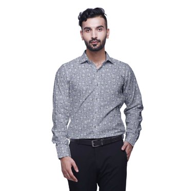 BESTMAN Cotton Shirt With Pockets Spread Collar Button Down Formal Shirt