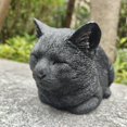 thumbnail image 3 of Napping Cat Garden Statue Polyresin Black Sleeping Tabby Decor Outdoor, 3 of 5