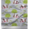 thumbnail image 1 of Soimoi Poly Georgette Fabric Tree & Dog Kids Print Sewing Fabric Yard 42 Inch Wide, 1 of 3