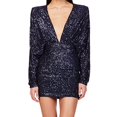 thumbnail image 4 of Pisexur Robes pour Femmes Robe de Cocktail à Col en V Profond Robe de Soirée à Paillettes de Mode Robe de Boîte de Nuit de Fête Tunique Dos Ouvert Robes de Retour à la Maison Robe Élégante pour Invitée de Mariage Robe Midi, 4 of 6