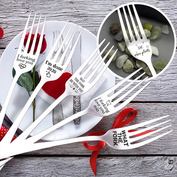 Iumwxz Forks 2pcs Engraved Fork Present for Husband Madam Family and Tableware Gift Cutlery Set E Metal Deals on Sports & Rec