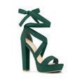 thumbnail image 1 of BLISSFUL STEP Women's Shoes Platform High Heel Lace Up Open Toe Chunky Heel Sandals  Emerald Green 10.5, 1 of 8