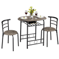 thumbnail image 1 of FullFurnique Ensemble de salle à Manger Rond Moderne 3 Pièces avec Table et 2 Chaises Pieds en Acier, Brun Grisé, 1 of 8