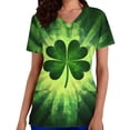 thumbnail image 2 of Mceream Nurse St Patricks Day Shirt for Womens Breathable Plus Size Nurse Working Uniform Shamrocks Print Scrub Tops V Neck Short Sleeve Fun Nursing Uniforms Green XXXL, 2 of 6