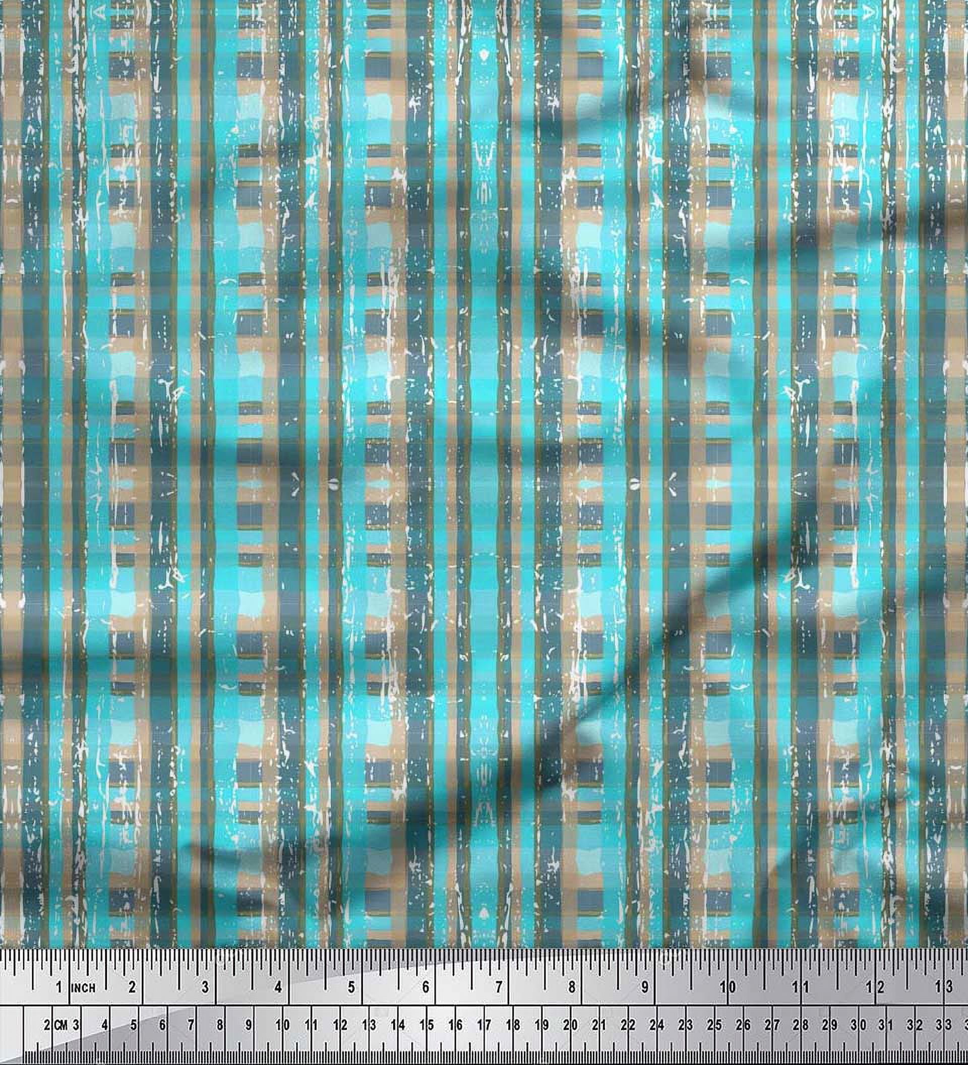 Soimoi Rayon Crepe Fabric Geometric Check Decor Fabric Printed Yard 46 Inch Wide