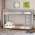 thumbnail image 3 of Gymax Twin Bunk Bed Twin Over Frame Platform W/ Guard Rails & Side Ladder Silver, 3 of 8