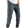thumbnail image 2 of DPTALR Men's Drawstring Elastic Waist Solid Color Casual Length Pants, 2 of 9