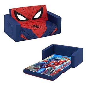 Delta Children Cozee Flip-Out Sofa - 2-in-1 Convertible Sofa to Lounger for Kids, Spider-Man