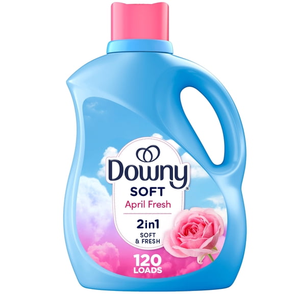 Downy Doux, 2 en 1 Assouplissant Textile Liquide Doux et Frais, Fraîcheur d'Avril, Assouplissant Textile Liquide Offre Douceur et Fraîcheur pour les Tissus 120WL