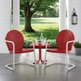 thumbnail image 2 of Crosley Furniture Griffith Ensemble de Conversation pour Patio en Métal Rond de 22 Pouces, 3 Pcs, Rouge, 2 of 7