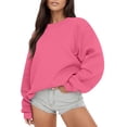 thumbnail image 1 of 2025 Chandail à Manches Longues pour Femmes Couleur Court Décontracté Col Rond Coupe Ample Chandail à Bande Chandail à Capuchon Pollover Molleton Automne Chandail pour Femmes, 1 of 7