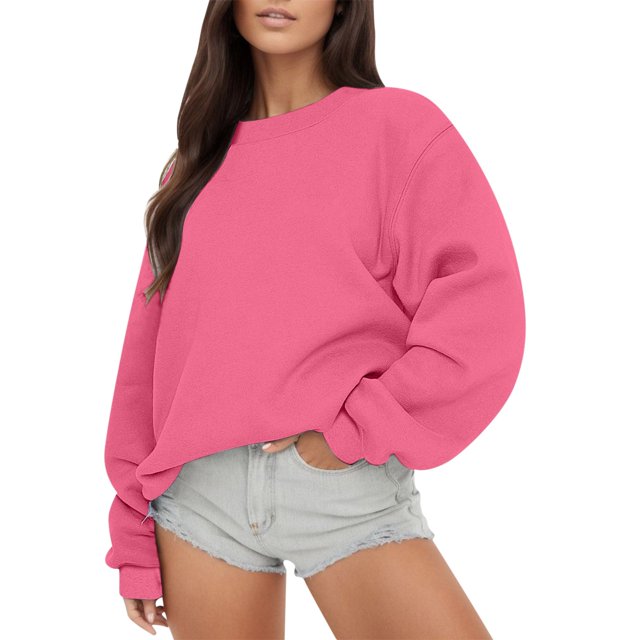 2025 Chandail à Manches Longues pour Femmes Couleur Court Décontracté Col Rond Coupe Ample Chandail à Bande Chandail à Capuchon Pollover Molleton Automne Chandail pour Femmes