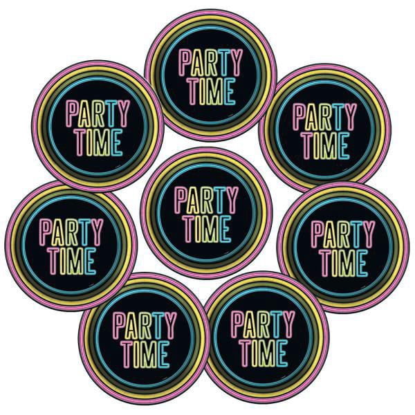 Unique Industries' Neon Rainbow Round 7" Plates, 8ct