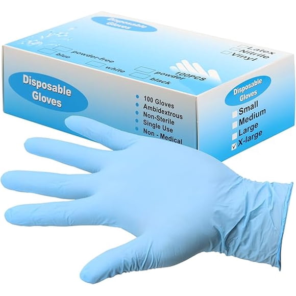 100pcs Nitrile Gloves Disposable Gloves Food Safe Powder Free Latex Free Gloves for Tattoo, Mechanics, Hairdressing, Home use (Large)