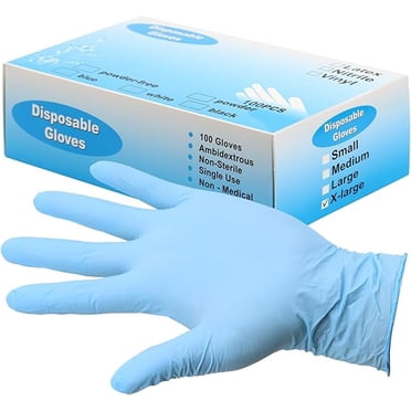 100pcs Nitrile Gloves Disposable Gloves Food Safe Powder Free Latex Free Gloves for Tattoo, Mechanics, Hairdressing, Home use (Large)