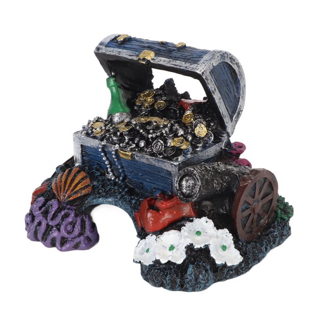 Aquarium Treasure Box Treasure Chest Ornament Resin Hideaway For Fish Fish Decoration Landscape Ornament For Saltwater