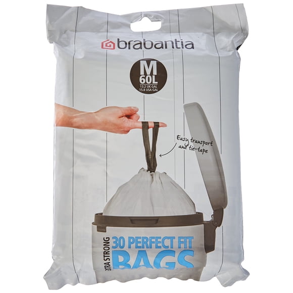 Brabantia PerfectFit Bin Liners 60 Litre/Size M White