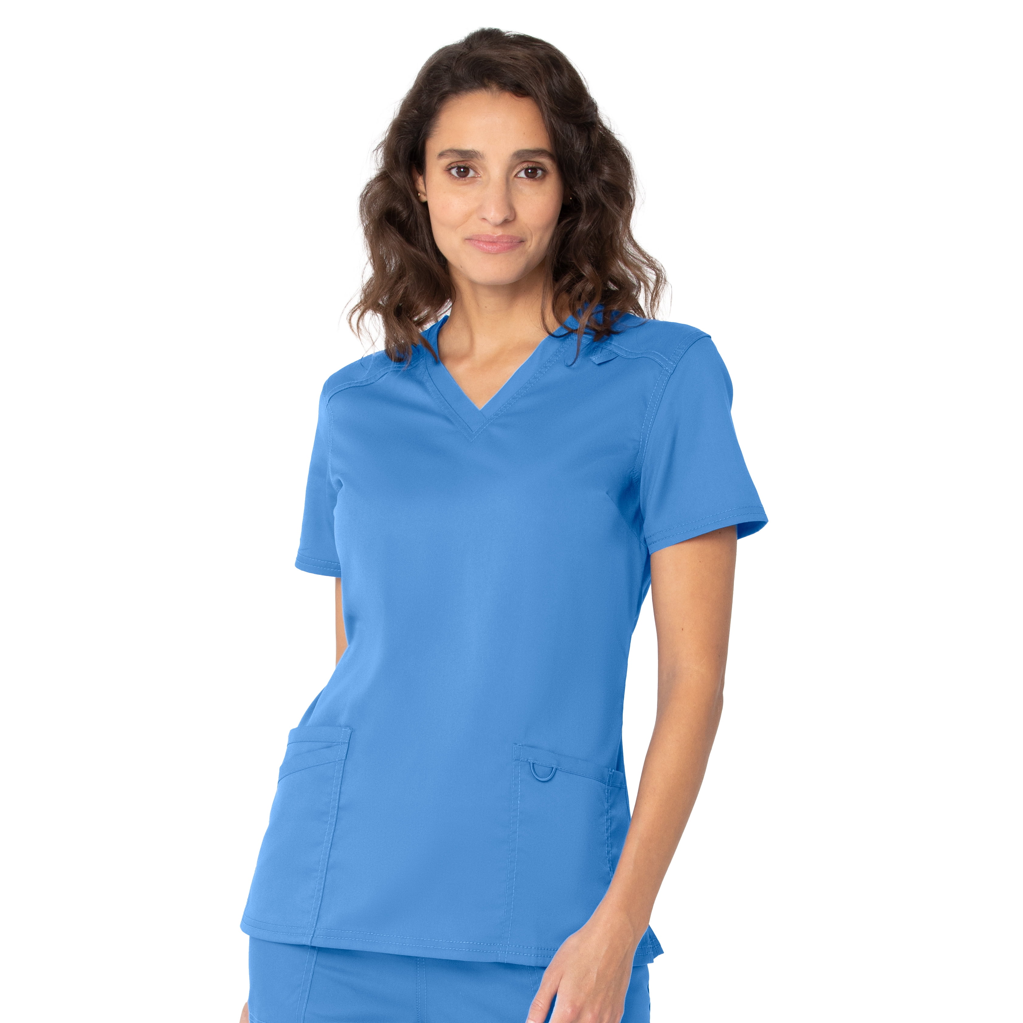 Landau ProFlex Haut de Sarrau pour Femmes : 3 Poches, Coupe Moderne Ajustée, Col en V Extensible 4169