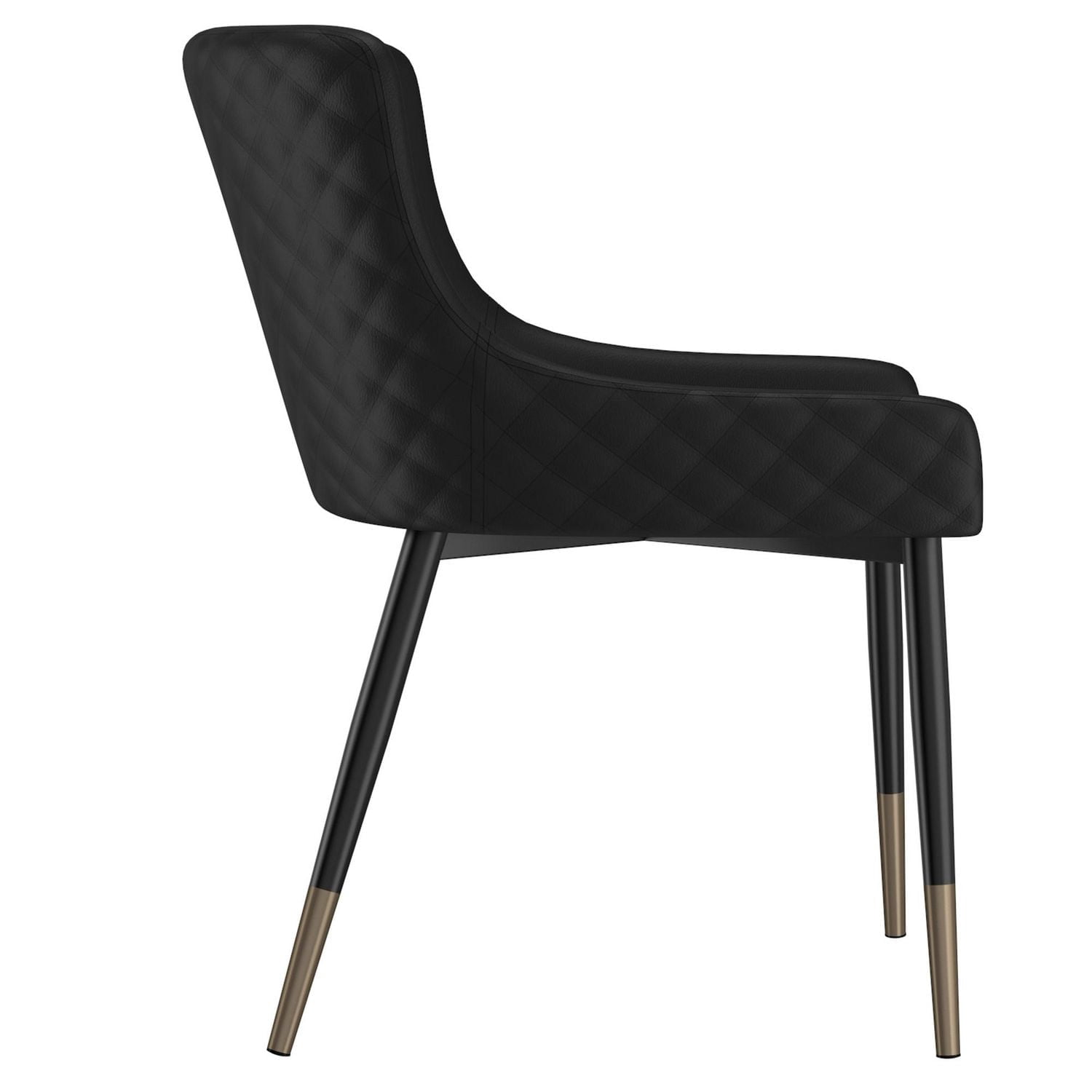 Ensemble de 2 chaises d’appoint modernes en similicuir et en métal, noir