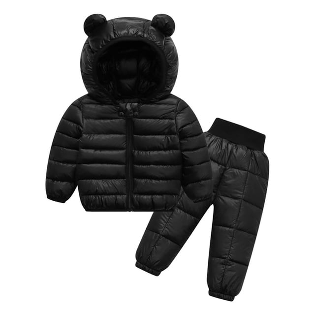 Hiiyo Infant Girl's Padded Coat Suit Baby Lightweight Solid Puffer Jacket Pants Outfits
