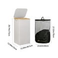 thumbnail image 3 of Japceit Laundry Basket Laundry Bag Dirty Clothes Basket Household Dirty Clothes Basket Bamboos Wooden Handle with Lid Storage Basket Nordic Plain Bathroom Household Bamboos Cloth Laundry Basket, 3 of 9