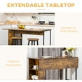 thumbnail image 4 of HOMCOM Extendable Bar Table, Counter Height Table, Rustic Brown, 4 of 10