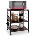 thumbnail image 2 of Patiojoy Kitchen Baker's Rack 3-Tier Microwave Cart with Wheels&10 Hooks Nut Brown, 2 of 7