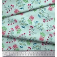 thumbnail image 2 of Soimoi Tissu Poly Georgette Feuilles & Fleurs Roses Décor Floral Tissu Imprimé au Mètre 42 Pouces de Large, 2 of 3