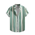 thumbnail image 2 of Weiqiqre Tshirts Shirts for Men Color Block Striped Print Short Sleeve Button Up Casual Shirt, 2 of 7