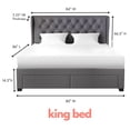 thumbnail image 3 of Brittany King Bed Frame with 4 Storage Drawers/Platform Bed/Upholstered/Tufted/No Box Spring Required/Wood Slat Support, 3 of 5