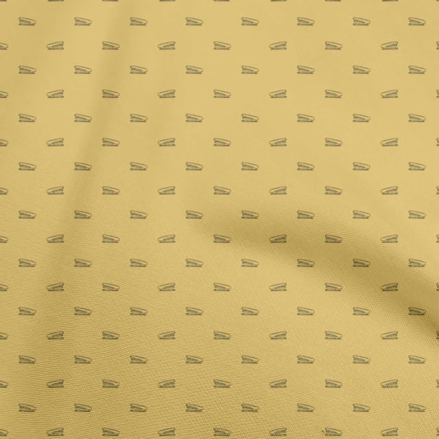 oneOone Rayon Yellow Fabric Retro Stapler Sewing Material Print Fabric By The Yard 56 Inch Wide