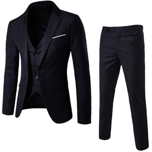 Outfmvch Mens Dress Shirts Suits Men’S Suit Slim 3 Piece Suit Business Wedding Party Jacket Vest & Pants Coat Suits For Men Black S