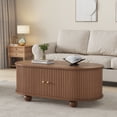 thumbnail image 3 of Noble House Oval Coffee Table with 2 Sliding Doors,Wood, 3 of 8
