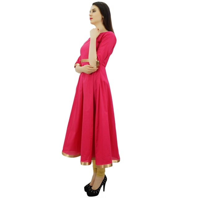 Bimba Kurti Anarkali pour Femmes avec Bordure Dorée Robe Vêtements Indiens Kurta pour Dames