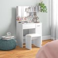 thumbnail image 2 of HOMCOM Coiffeuse avec Miroir et Tabouret Coiffeuse pour Chambre Blanc, 2 of 10