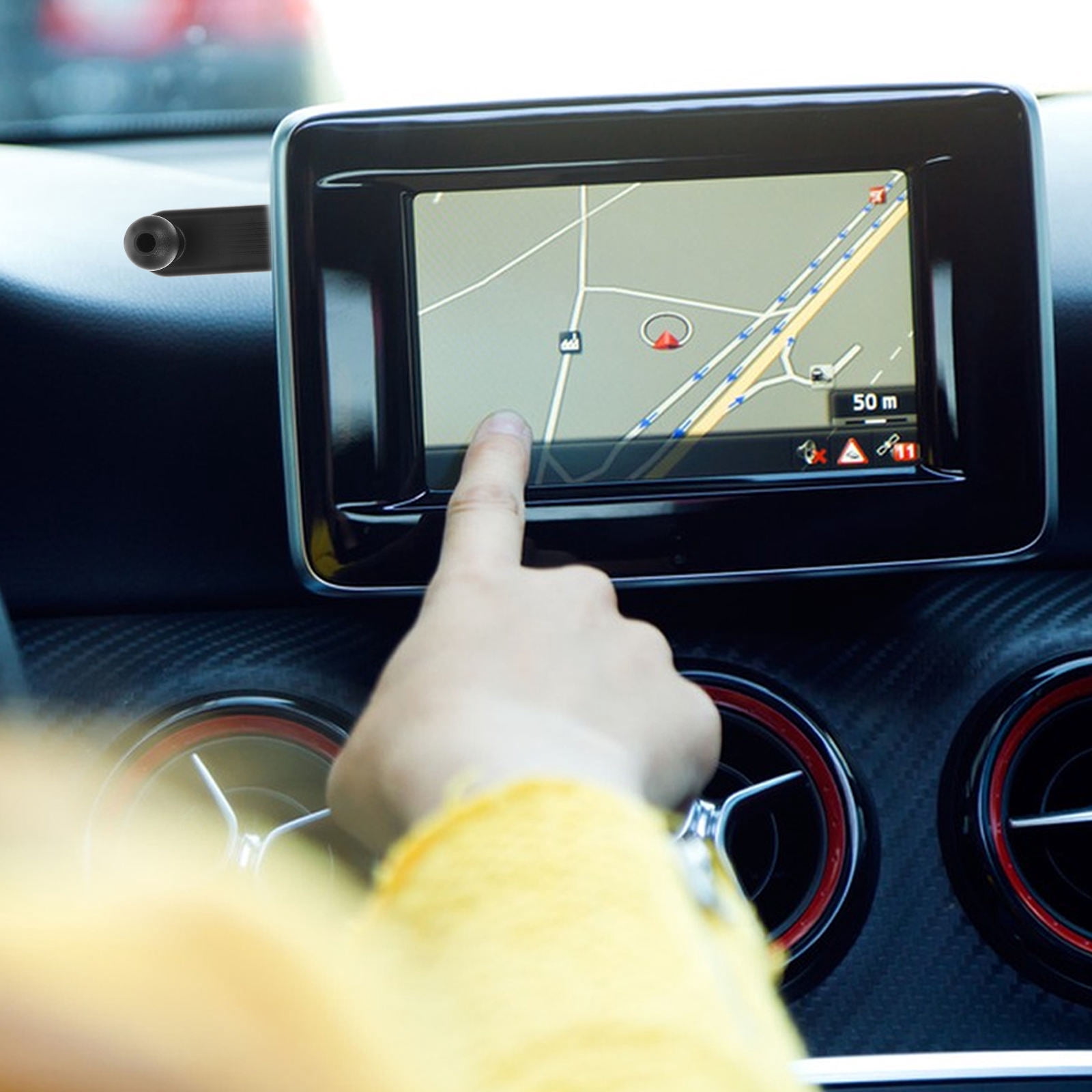 WRISTBIQUE Black Adhesive Car Phone Mount Holder with Stable Design for Mobile Device Storage and Easy Installation