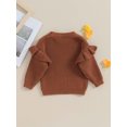 thumbnail image 4 of Gupgi Toddler Girl Sweaters 3M 6M 9M 12M 18M 2Y 3Y Baby Ruffle Long Sleeve Solid Color Knit Pullover Fall Winter Loose Tops, 4 of 8