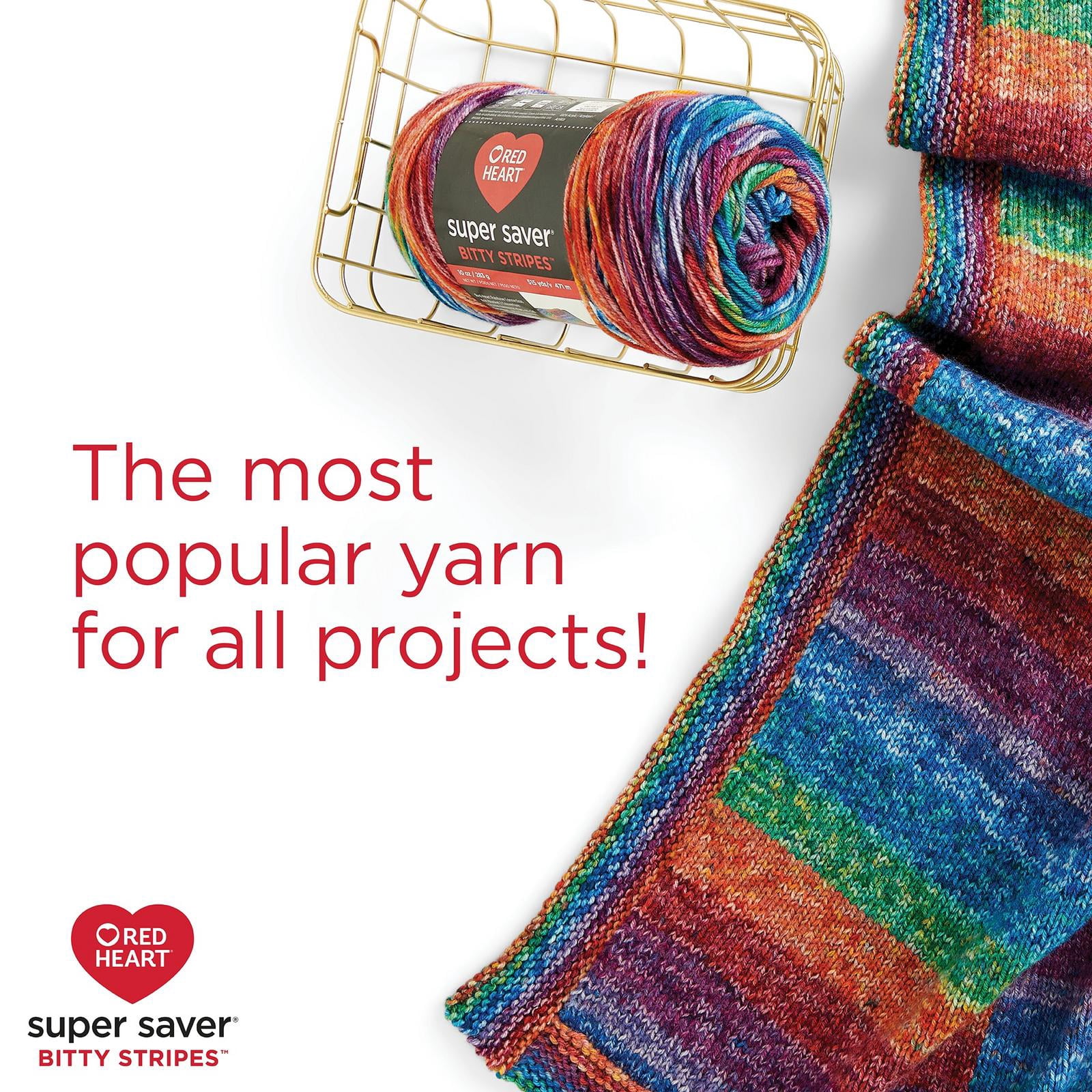 Red Heart® Super Saver® Bitty Stripes™ Fil, Acrylique #4 Moyen, 10oz/283g