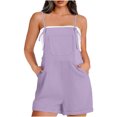 thumbnail image 2 of RKSTN Jumpsuits for Women 2024 Fashion Summer Temperament Casual Rompers Solid Color Sleeveless Suspender Short Jumpsuits with Pockets, 2 of 5