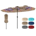 thumbnail image 1 of Costway Double-Sided Patio Umbrella with Color-Changing Flowing Solar LED Lights Crank Lift Brown, 1 of 10