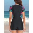 thumbnail image 5 of Women's Zipper One Piece Rash Guard Boyleg Swimwear Short Sleeve Swimsuit UPF 50+, 5 of 5