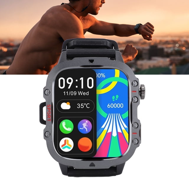Smart Watch, BT Sport Watch 22mm Wristband for Sports Black,Beige