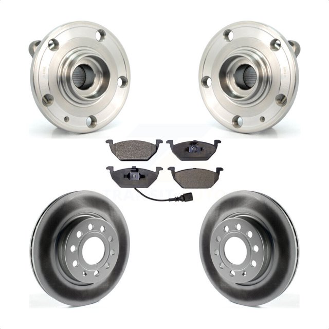 Transit Auto Ensemble de Roulement de Moyeu avant Rotors de Frein à Disque Enduits et Tampons Semi-Métalliques pour Voiture 2011-2015 Volkswagen Jetta avec Rotor de 280mm de Diamètre KBB-103592