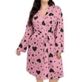thumbnail image 1 of Ihph7 Waffle Robes for Women Plus Size Robe Womens Robes Knee Length Towel Robe Bathrobe for Women Robes for Women Hotel Robe Long Sleeve Robes for Women Pink XL, 1 of 4