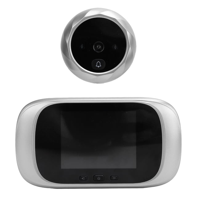 Visualiseur de Porte Numérique, Écran LCD 2,8 Pouces Visualiseur de Porte Prise de Photo Infrarouge Vision Nocturne pour Maison Argent