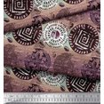 thumbnail image 2 of Soimoi Crepe Silk Fabric Text,Floral & Greek Key Block Print Fabric by the Yard 42 Inch Wide, 2 of 3