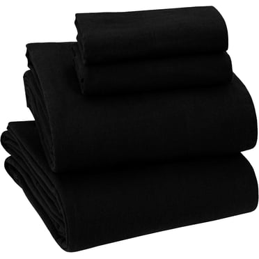 EnvioHome Ensemble de Draps en Flanelle, 100 % Coton – Draps en Flanelle Doux Brossés des Deux Côtés Grand Lit - 4 Pcs, Noir