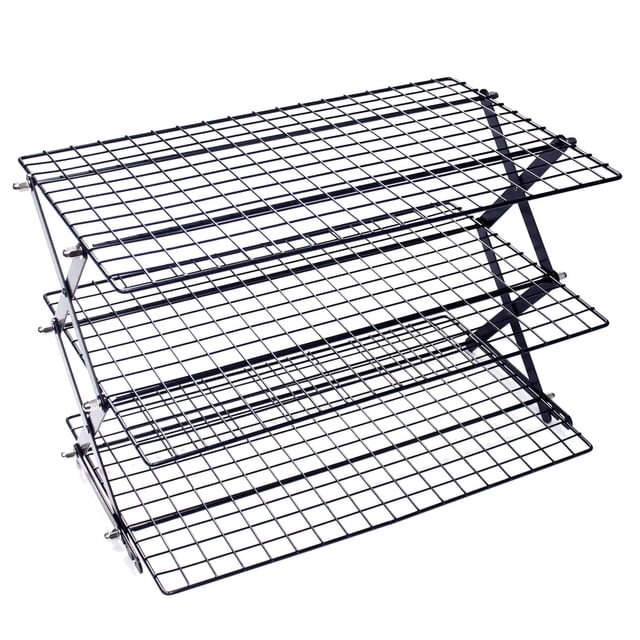 Leojiow 3 Tier Collapsible Rack With Adjustable 3 Setting Rack For Cookies Baking Camping Barbecues Parties,Kitchenware Supplies For Cake ,Outdoor Picnic Supplies 40Cmx28Cmx25Cm Rack
