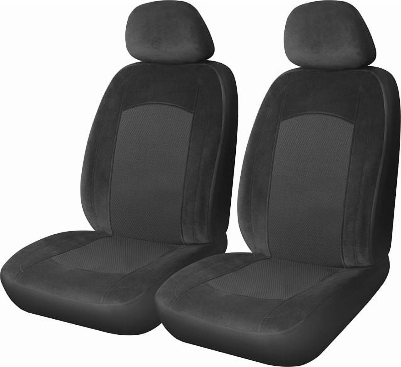 AUTO DRIVE Jacquard and Velour 2PC Front Seat Cover Low Back, Black