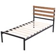 thumbnail image 1 of Costway Lit Plateforme en Métal Format Simple Base de Matelas Tête de Lit en Bois, 1 of 9